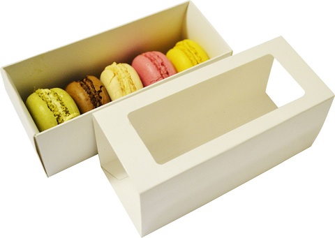 KESYOO 20pcs Paper Macaron Box Rectangular Macaron Containers Packaging Box Bakery Boxes for Cupcake Candy Cookies Donut Muffins White 